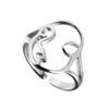 Anillo de Plata Lisa Sencillo Estilo Mori Cara Hueca Creativa Anillo Abierto Asimétrico Personalidad Estilo Coreano para Mujer Venta al por Mayor