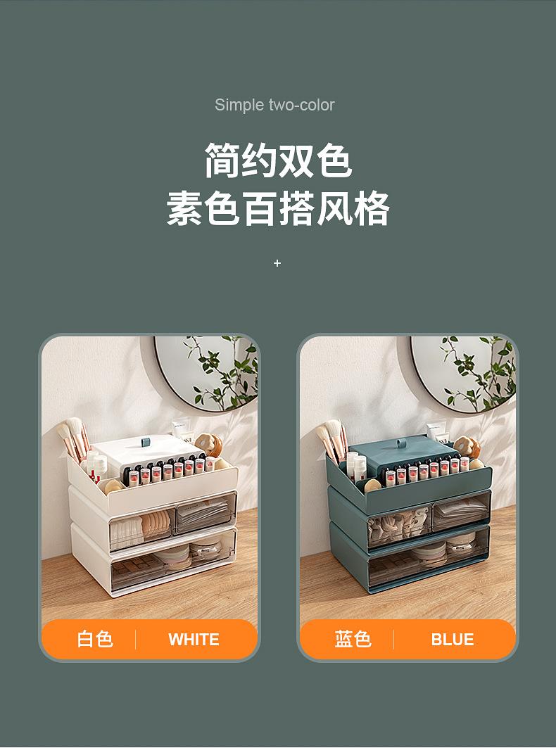 桌面收纳盒透明口红护肤化妆刷化妆品收纳盒抽屉式分隔