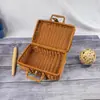 Caja tejida de ratán Caja de ratán Maleta de almacenamiento vintage Empaque de regalo de acompañamiento Caja de ratán Caja vacía Caja de ratán Caja de regalo