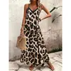 Popular Cruzado Europeo y Americano Amazon Comercio Exterior Tirantes Sin Mangas Casual Nuevo Vestido Largo Estampado de Leopardo para Mujer