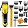 Conjunto de Aparador de Pelos Multifuncional Elétrico, Aparador de Cabelo Masculino, Lâmina em T, Aparador de Cabelo Sem Fio com Display LED