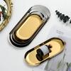 Aço inoxidável placa oval prato de bolo prato bandeja de fundo plano bandeja de toalha artística bandeja divisória estilo nórdico