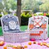 Cesta de Picnic de Ratán Personalizada Transfronteriza Portátil Aislada Caja de Picnic Cesta de Almacenamiento para Picnic al Aire Libre con Tapa Cesta de Almacenamiento para Vajilla