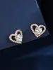 Exquisitos Aretes de Circonia en Forma de Corazón de Doble Capa, Lujo Ligero y Brillantes, un Regalo en Forma de Corazón para Tu Novia, Aretes Suaves y Versátiles para el Día a Día