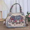 Nova bolsa tote estilo étnico, bolsa de lona, capa de sofá, casual e moderna, bordado com fio dourado dupla face, pode ser carregada na mão ou usada na transversal