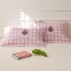 Funda de almohada de algodón puro, Par de algodón, Funda de almohada de gasa de dibujos animados, Antideslizante, Anticaída, Funda de almohada para el hogar, Paquete individual