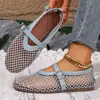 Zapatos planos de ballet huecos con hebilla de pedrería talla grande para comercio exterior, zapatos de moda 2025 primavera y otoño, zapatos de punta redonda en stock, mujer