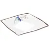 Prato quadrado de melamina flor de lótus azul plástico imitação de porcelana louça quadrada comercial prato de arroz com tampa prato de cozido