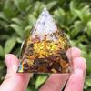 Adornos de Pirámide de Cristal de Malaquita Natural Transfronterizos, Manualidades, Adornos de Escritorio de Resina de Cristal, Regalos Navideños