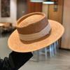 Celebridade da Internet Férias de Verão Chapéu de Palha Guarda-Sol de Praia Chapéu de Palha Masculino e Feminino Artesanal Trançado Aba Larga Aba Reta Chapéu Francês de Socialite