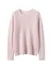 35% Cachemira 65% Lana Cuello Redondo Hueco con Perlas Suéter de Manga Larga Diseño Versátil Color Sólido Top de Punto para Mujer
