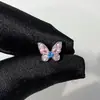 Nuevos Clavos de Hueso de Oreja de Mariposa Rosa y Blanco Super Hada, Hermosos e Inteligentes Clavos de Cartílago de Nicho, Mujeres con Circonita Brillante