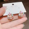 Verano Nuevo Estilo Moda Fresca Zircón Perla Cesta de Flores Hebilla de Oreja Diseño Nicho Femenino Aretes Combinables Celebridad de Internet Mismo Estilo