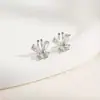 Pendientes de Tachuela Colgantes para Mujer de Cobre Personalizados Estilo Coreano Simple Lazo Lindo Incrustados con Pedrería Rosa