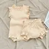 Conjunto de Ropa de Verano para Bebés y Niños Pequeños de 26 Piezas: Mameluco sin mangas con cuello de volantes para bebé niña + Pantalones cortos de PP grandes Conjunto de dos piezas para recién nacidos