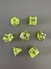 Conjunto de Dados Poliédricos D&D com Padrão de Mármore, Cores Misturadas, Transparente, D4D6D8D10D12D20 Lados, Tabuleiro Coc, Conjunto de Sete Peças