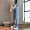26 pantalones de chándal gruesos, acanalados, de corte holgado, forrados de polar para otoño e invierno, adelgazantes, versátiles, casuales, de color liso, unisex, pantalones adelgazantes