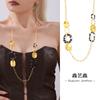 Xinyixin Dongguan Joyería de Acero de Titanio Collar Largo Geométrico de Leopardo Cadena de Lana Maillard Color Dorado Verdadero de 18K Chapado Conservación del Color