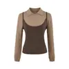 Conjunto de dos piezas de punto retro estilo coreano + camisola para mujer, nuevo estilo de otoño, con un top pequeño de moda