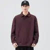 Camisa Polo Versátil Coreana Madura para Hombre, Otoño e Invierno Sudadera Casual Elegante con Cuello Trasero Bordado con Diseño Mangas de Cimitarra
