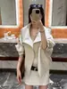 Trench coat curto de abotoamento duplo para outono, silhueta emagrecedora, jaqueta versátil para pessoas baixinhas, estilo casual de designer