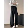 Calça masculina de fábrica do Sudeste Asiático para atacado, bainha curva preta, perna reta para primavera e outono, design fluido, calça de alta qualidade