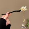 Grampo de Cabelo de Madeira com Flor e Borla Estilo Japonês e Coreano para Verão 2025 para Mulheres, Penteado Coque, Acessório de Cabelo Decorativo Elegante
