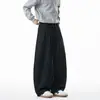 Calça de moletom longa masculina, marca da moda de outono, resistente, plissada, folgada, perna larga, esportiva, perna reta, calça casual, estilo americano