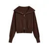 Design Estilo Coreano Zíper Duplo Gola Lapela Manga Longa Cardigã de Tricô Outono Inverno Novo Versátil Emagrecedor Suéter Casaco Roupa Feminina