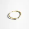 Anel de abertura de diamante minimalista chique de prata esterlina S925 Anel de junta ajustável de linha simples e fina J9434