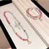 Pulsera de Doble Círculo de Piedra Shoushan para Mujer, Pulsera de Piedra con Patrón Rojo de Vaina de Loto Tipo Cristal, Pulsera de Cristal para Joyería