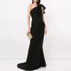 Vestido de Noite Estilo Francês Ombro Único Preto High-end Luxo Leve Nicho Banquete Anfitrião Vestido para Teste de Arte Vestido Elegante para Senhoras