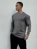 Camiseta Deportiva Casual de Moda para Hombre, Estilo Americano Musculoso, Color Sólido, Ante, Manga Larga, Capa Base para Fitness, Primavera y Otoño