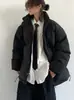 Casaco de Algodão Japonês Retro de Cor Sólida com Gola Alta para Mulheres, Jaqueta Puffer Grossa e Solta de Inverno, Jaqueta de Algodão Tendência Estilo College