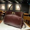 Bolsa Feminina de Couro Vegetal Vintage, Popular Bolsa Kelly, Venda ao Vivo de Exportação Transfronteiriça, Couro Genuíno, Couro de Camada Superior 836