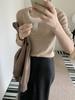 24 Nuevo Suéter de Punto Falso de Dos Piezas con Cuello Redondo para Mujer, Ajuste Delgado, Camiseta Base Elástica, Camiseta de Punto en Capas