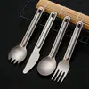 Talheres Leves de Titânio Puro com Cabo Reto, Garfo e Colher de Titânio Puro para Uso Doméstico, Viagem, Acampamento, Piquenique, Garfo de Salada, Colher, Colher de Sopa