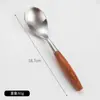 Talheres de Aço Inoxidável 304 com Cabo de Madeira Maciça Colher de Café Garfo para Frutas Faca e Garfo Conjunto Colher Pau-Rosa Aço Inoxidável 304 Faca e Garfo