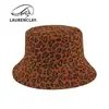 Chapéu de Balde Feminino Outono e Inverno com Estampa de Leopardo, Chapéu de Sol para Uso Externo, Chapéu de Balde Casual para Afinar o Rosto