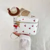 Bolsa caixa de alta-costura transfronteiriça nova para mulheres, estampa fofa de cereja, bolsa de ombro e transversal estilo Chanel, bolsa de nicho