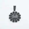 Hip-Hop Europeo y Americano Multicolor Diamante Completo Giratorio Murakami Takashi Girasol Colgante Oro Real Electrochapado Moderno Collar Hip-Hop