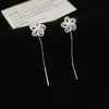 Pendientes de Alambre con Borla Larga y Flor Calada para Primavera y Verano para Mujer, Pequeños, Frescos, Versátiles, de Gama Alta, Pendientes de Lujo Accesible de Nicho