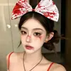 Diadema de lazo rojo estilo gótico para Halloween, perfecta para cosplay, fiestas y crear un look sofisticado; también un gran accesorio para fotos para mujeres