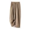 Pantalones Bombachos Simples de Lino Estilo Japonés para Viajar, con Cintura Elástica con Cordón, Transpirables, Artísticos, Casuales, Sueltos, Recortados, para Mujer
