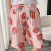 Pantalones de pijama de algodón y seda para mujer, Nuevo estilo de verano, Estampado de dibujos animados, Holgados, Casuales, Delgados, Para casa, Se pueden usar afuera, Pantalones de cinco puntos