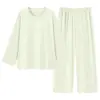 EM. Yu Zhaolin Conjunto de Pijama de Tacto Natural Simple Calmante Relajante Lyocell Holgado Ropa de Casa Pijama de Sueño Profundo