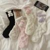 Calcetines Suaves de Coral para Mujer, Accesorios Dulces, Calcetines de Media Pantorrilla de Oso y Conejo, Engrosados para Invierno, Calcetines para Dormir que no Sueltan Pelusa para Mujer