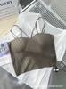Verano chica caliente seda de hielo de una pieza sling copa fija belleza espalda sin costuras ropa interior delgada correa de hombro anti-exposición tubo superior chaleco