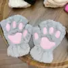 Guantes de Felpa de Garra de Oso Medio Dedo Guantes de Invierno para Estudiantes para Escribir con Dedos Expuestos de Lana Calientes de Medio Dedo Guantes de Garra de Gato de Comercio Exterior Transfronterizos