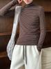 Lu Xi Gola Alta Listrada Veludo Blusa Base para Mulheres 2025 Outono e Inverno Novo Estilo Interior Escovado Exterior Top 2838